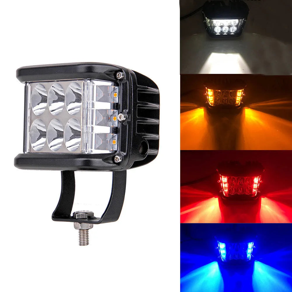 45W LED three-sided two-colour yellow work light with aluminium alloy housing and universal vehicle fit