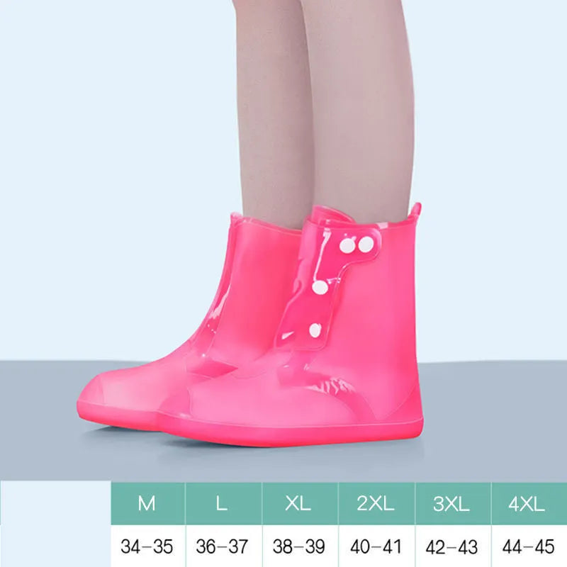 White PVC women's reusable waterproof shoe covers with high top design