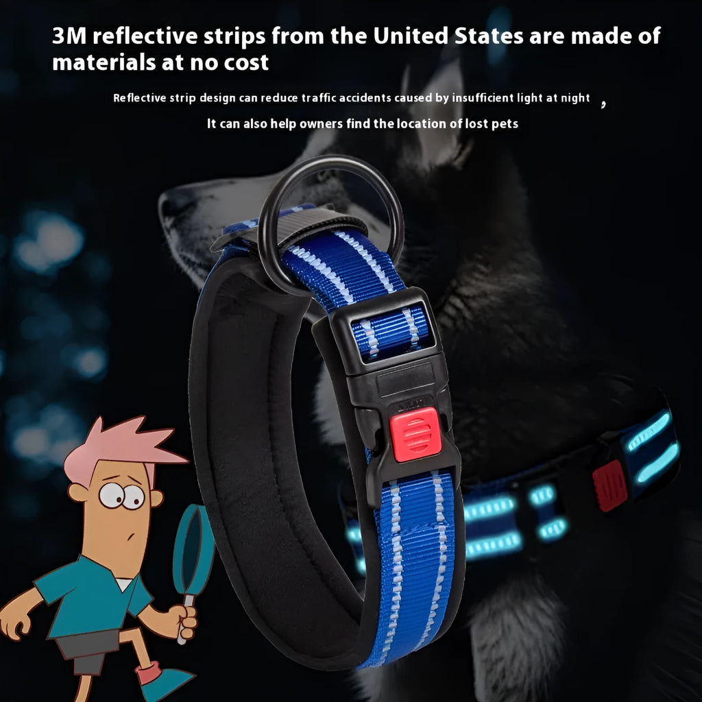 Cloth dog collar in monochrome pattern, available in multiple sizes and colours, with neck-safe design