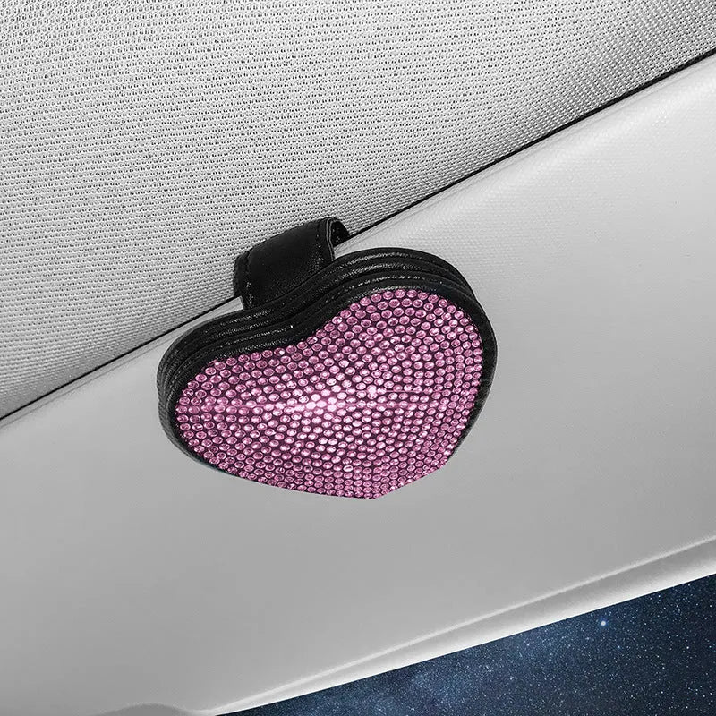 Magnetic PU leather car sun visor storage clip in a choice of seven diamond colours