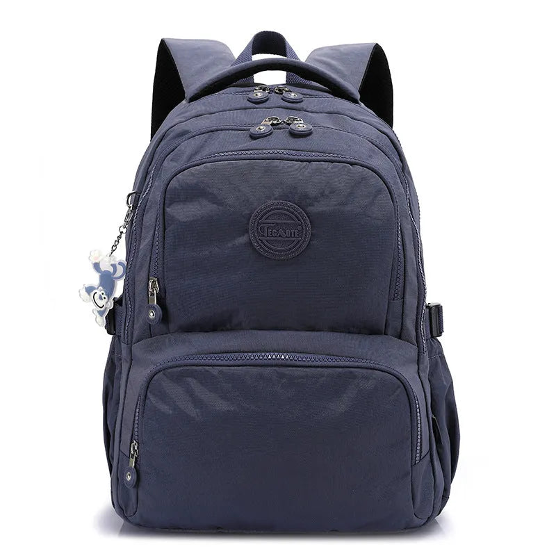 Nylon ultra light outdoor daily travel backpack with curved shoulder straps in olive green colour