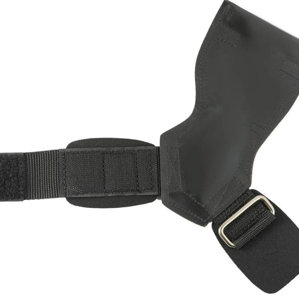 Black rubber weightlifting assist belt for palm protection during barbell training