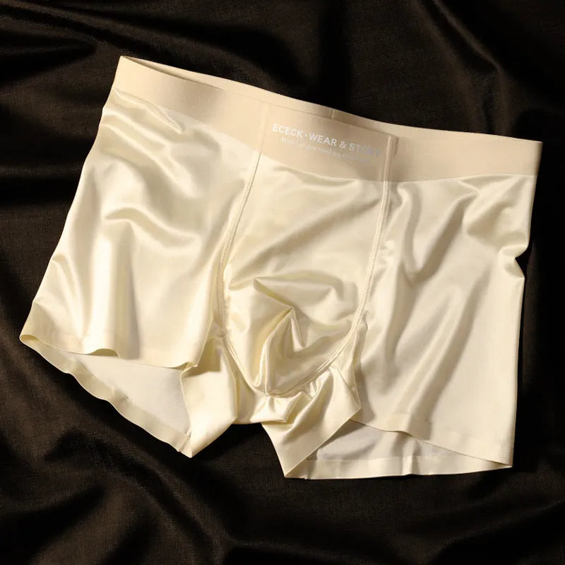 Men's ice silk underwear in veil white colour with seamless construction