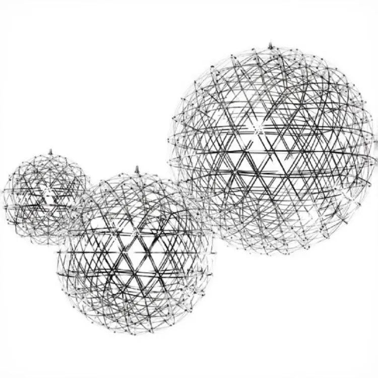 Hollow creative LED sphere chandelier stainless steel gold chrome 60cm 42 lamp beads ceiling light