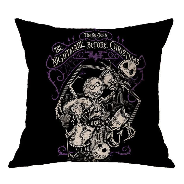 Linen skull Halloween pillow cover 45x45cm in colour option A01 with envelope closure