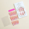 Super long water pipe shaped artificial nails with French spot drill and a bow detail in colour XB-70-48.