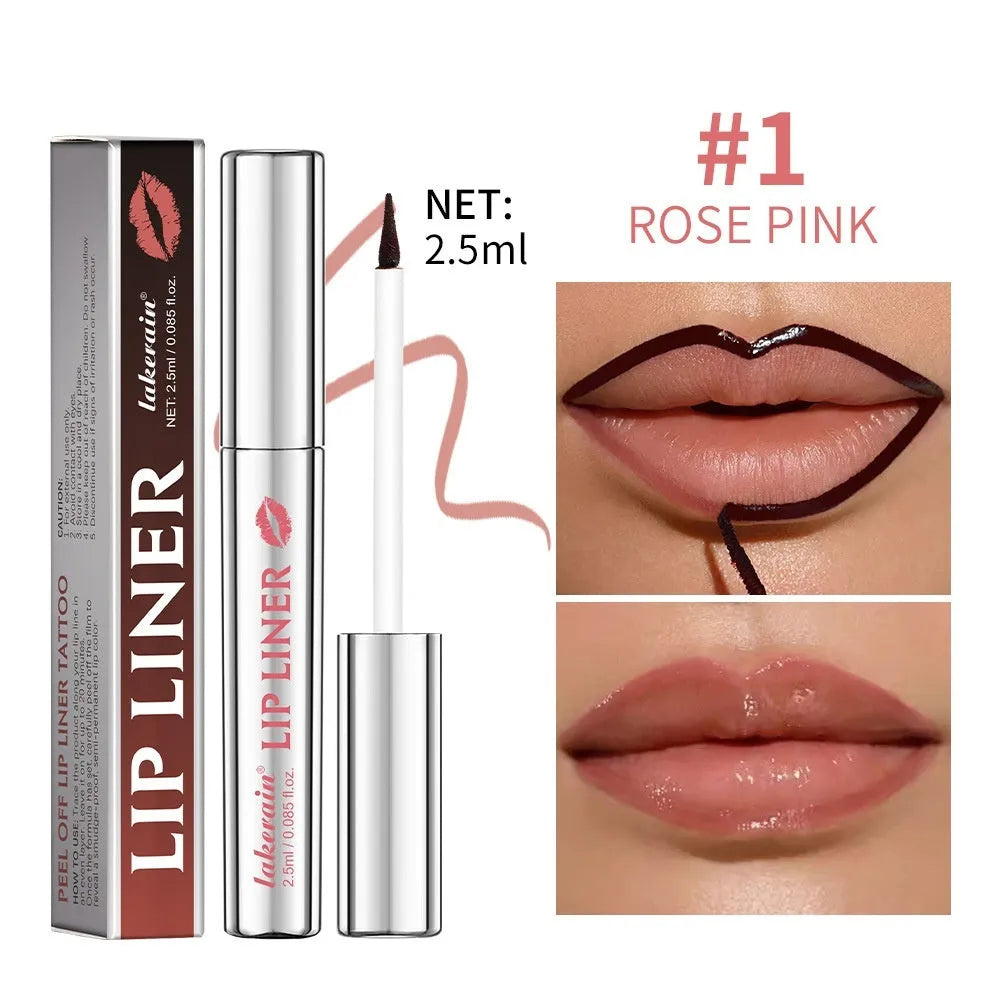 Matte finish lip liner pencil with pointed toe tip in four colour shades