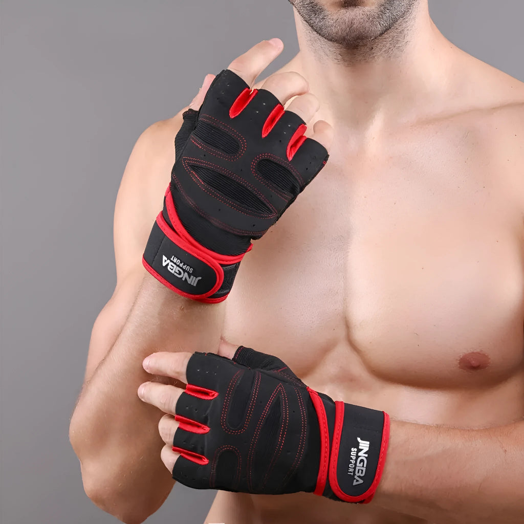 Men's half finger gloves in super-filament material for cycling outdoor mountaineering sports, black colour