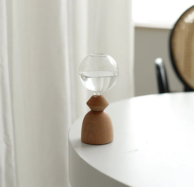 Clear glass geometric bubble vase with Nordic design and spherical section