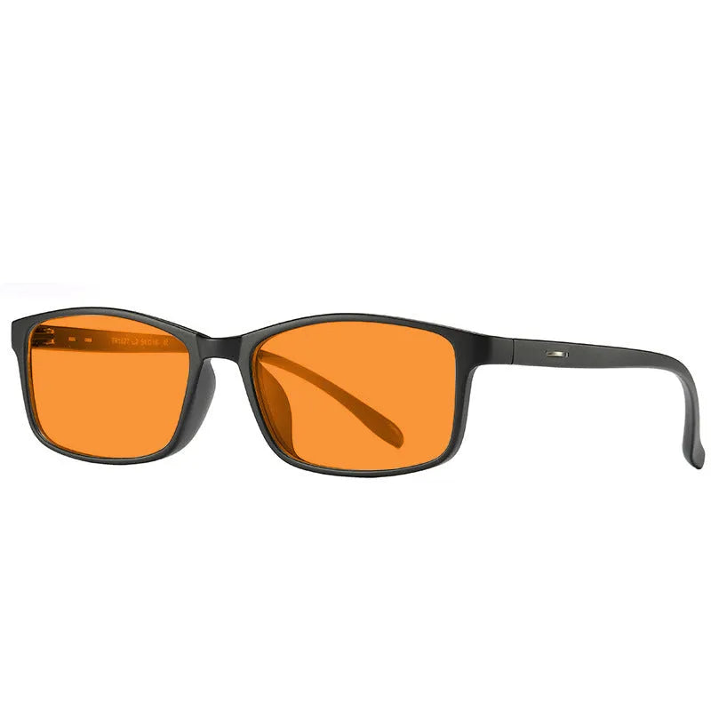 Orange lens anti-blue light glasses with full rim frame in four colour variations