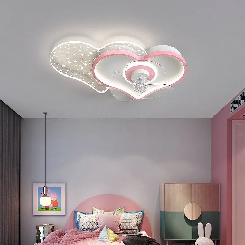 Ceiling fan light with LED and ABS blades in blue white for a child's bedroom