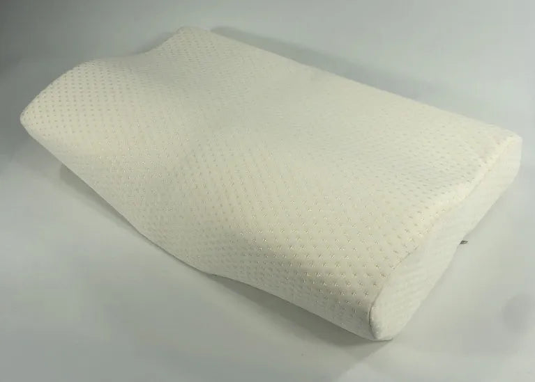 Butterfly-shaped cervical memory foam pillow in blue or milky white colours