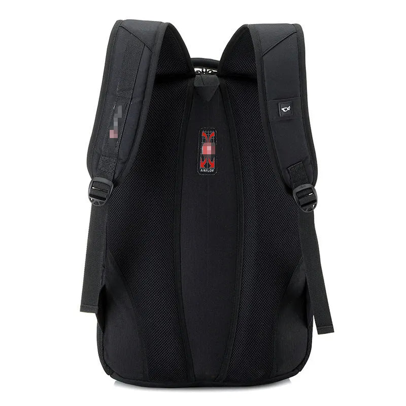 Men's Oxford cloth computer backpack square vertical section with double shoulder straps USB headphone jack