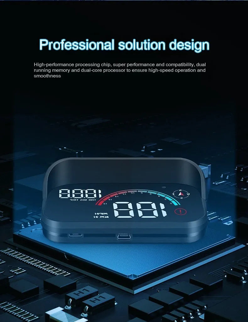 Black head-up display car projector for GPS speed and compass information with universal vehicle compatibility