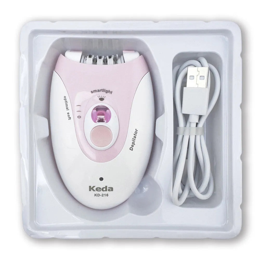 KEDA-216 colour USB electric hair removal device with charger and cleaning brush