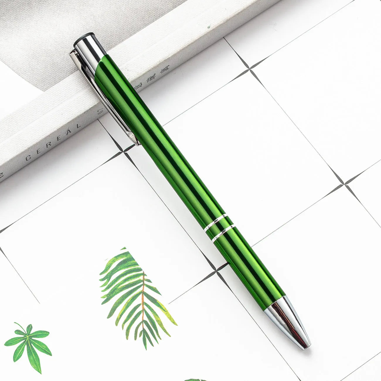 Metal ballpoint pen with aluminium barrel in multiple colour options including champagne gold and painted silver