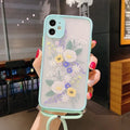 Lavender floral lanyard phone case with acrylic back for iPhone XS Max