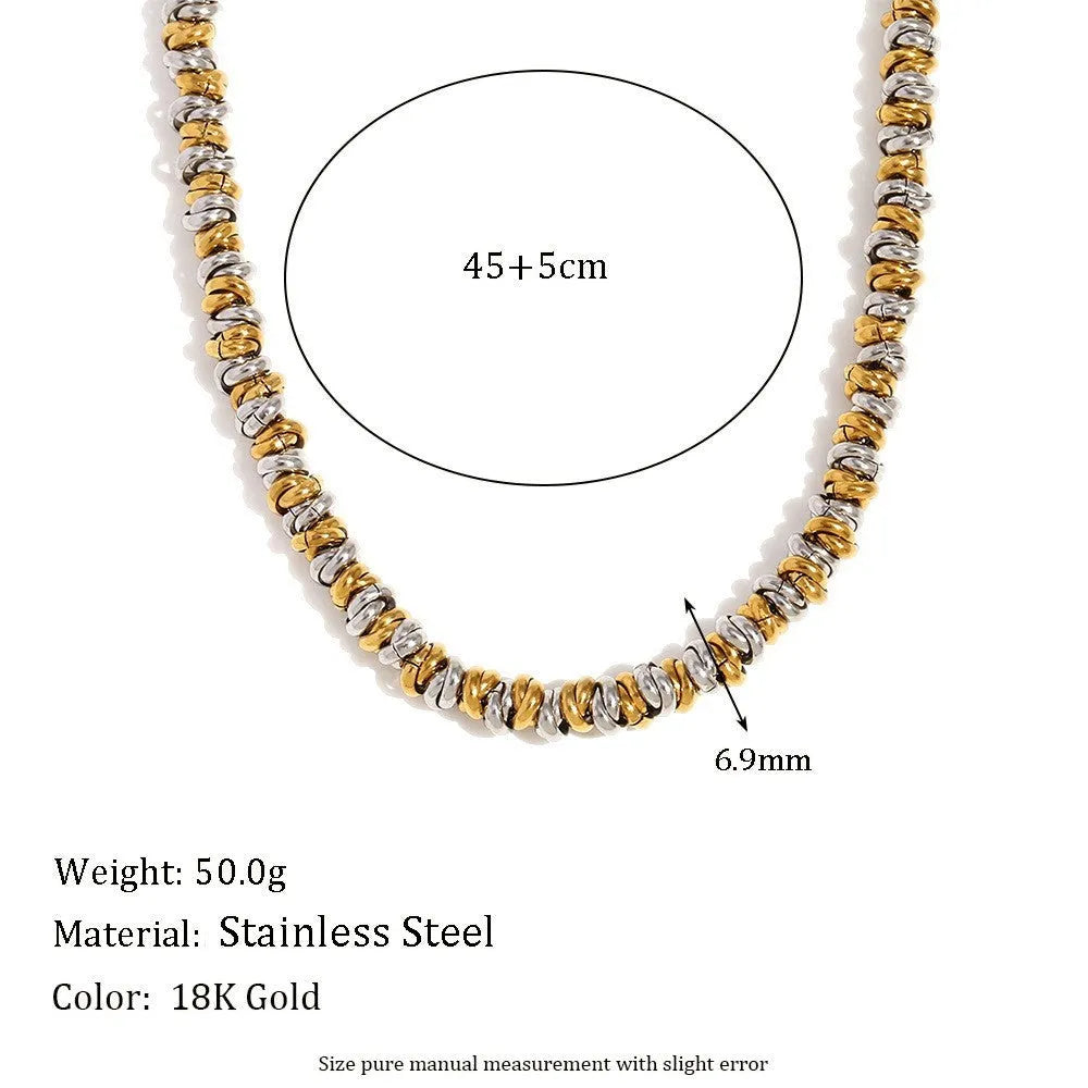 Gold geometric jewellery set with earrings, bracelet and necklace for women