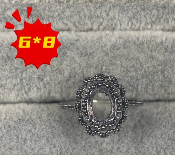 Oval denier open mouth ring with five-pointed star motif, copper electroplated, Korean style jewellery.