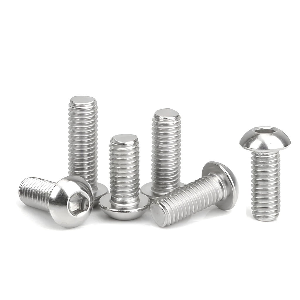 Stainless steel half round head pan head hexagon screw with hexagon drive and whitewash finish