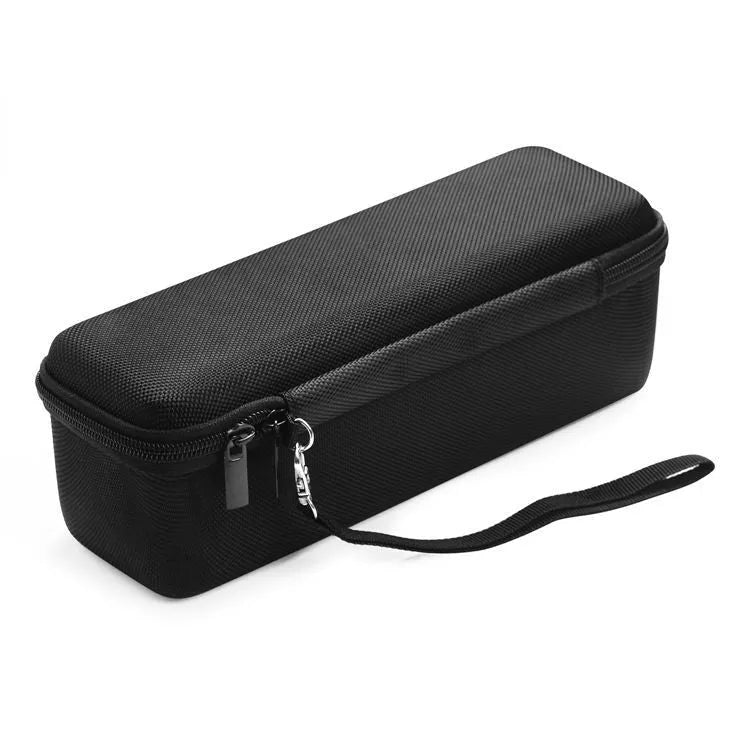 Black nylon protective bag for Huawei Sound Joy speaker, with hand rope and mesh pocket, 25x7x8.5cm