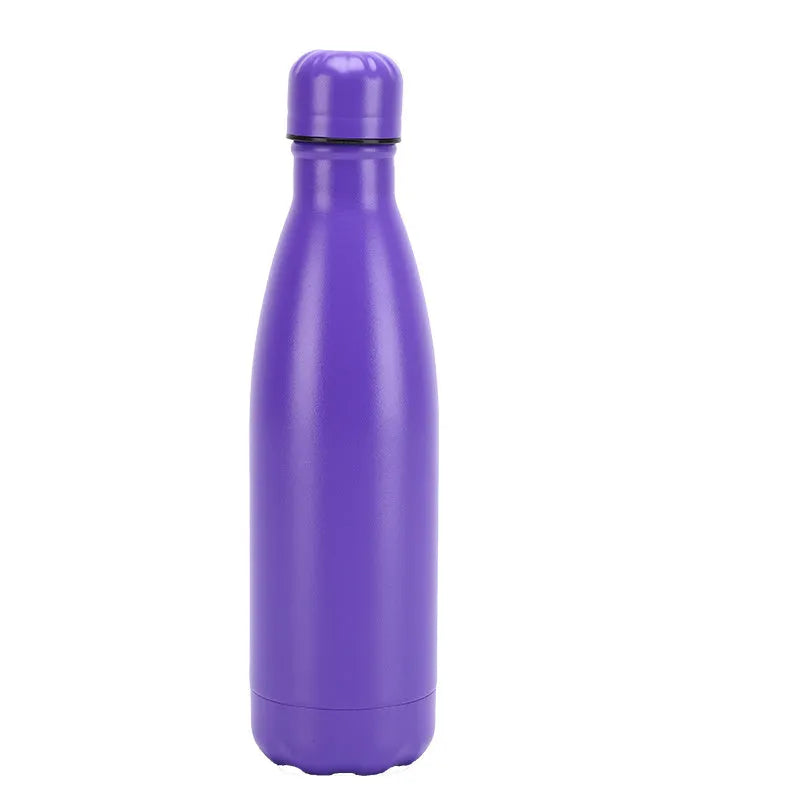 Insulated stainless steel water bottle mug with rubber painted surface and vacuum flask design in multiple colours