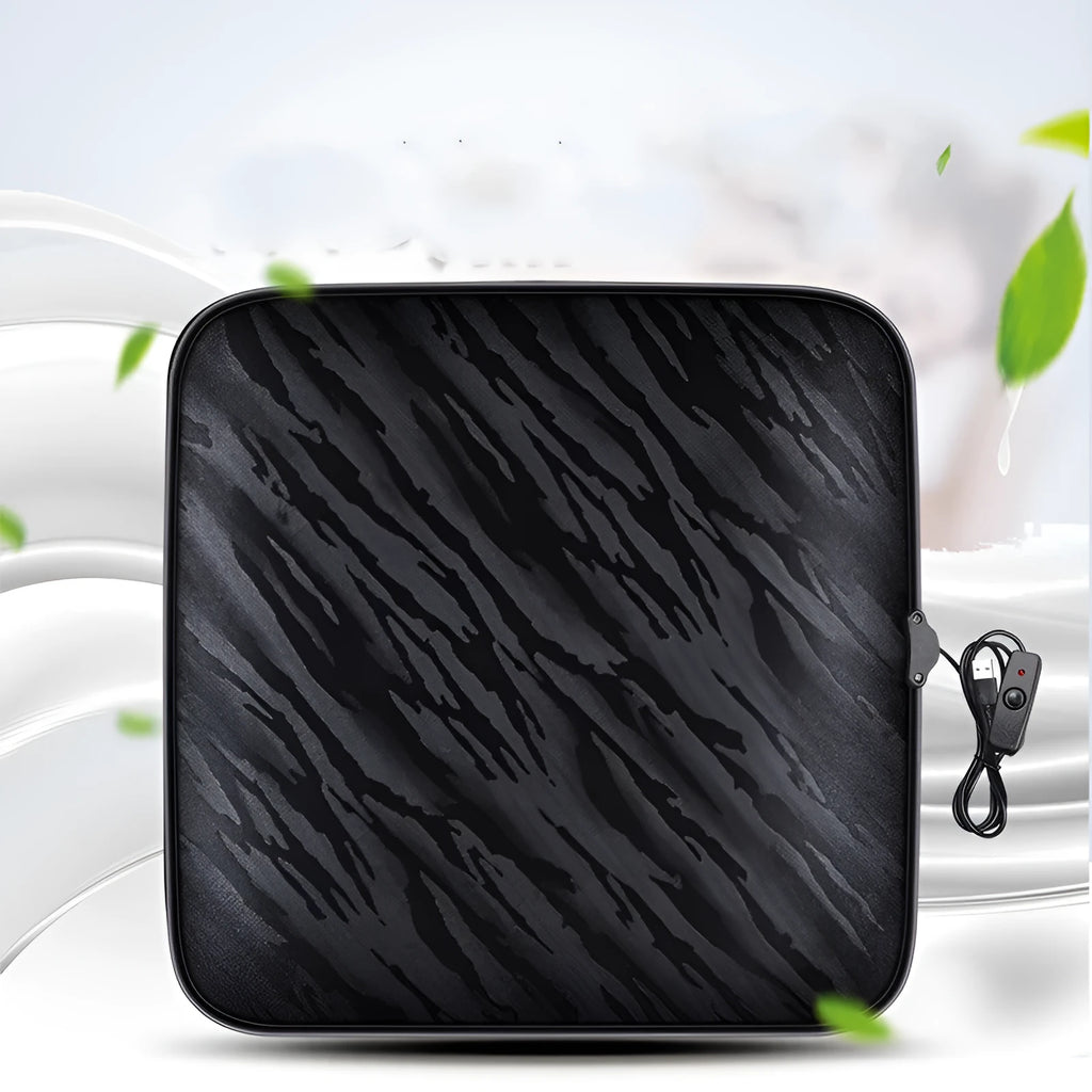 Car heating cushion small square 45cm USB general purpose non-slip seat pad black