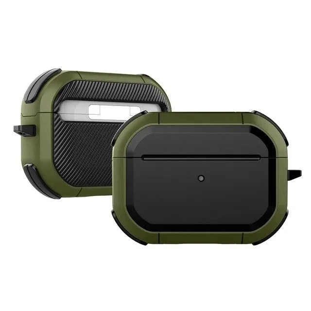 Black TPU and PC protective shell for Apple AirPods and AirPods Pro charging case and earbuds