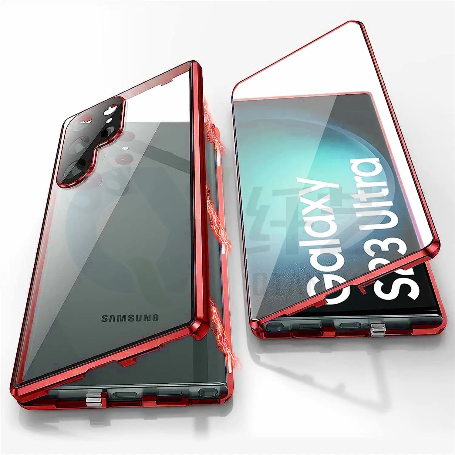 Samsung S24 Ultra magnetic mirror phone case in multiple colours showing metal construction and mirror element