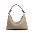 Genuine leather women's cross-body bag in dumpling shape with first layer cowhide, beige colour, size 23cm