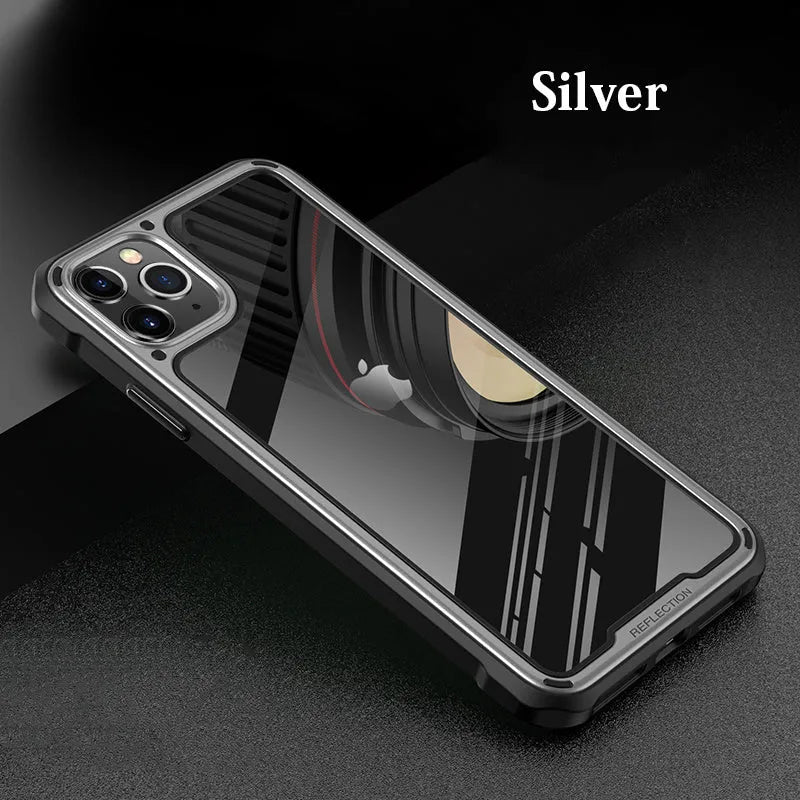Transparent silicone iPhone 11 case showing six colour options with business style design