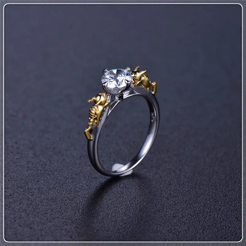 Black gold crystal crown fashion ring on display for cosplay and festival jewellery