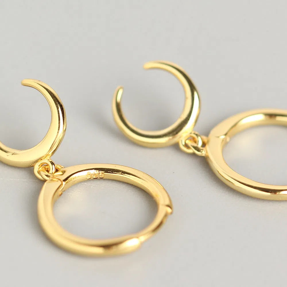 S925 sterling silver crescent moon earrings polished finish gold colour and white gold colour options