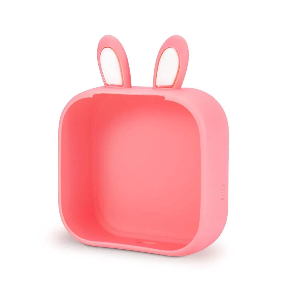 Mini portable printer with USB cable and protective rabbit ear case in pink, green or white