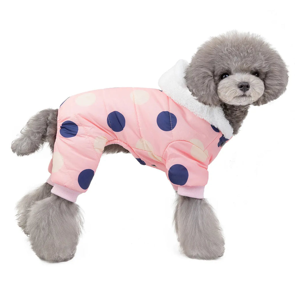Warm cotton big polka dot four-leg coat in casual style, available in multiple colours and sizes