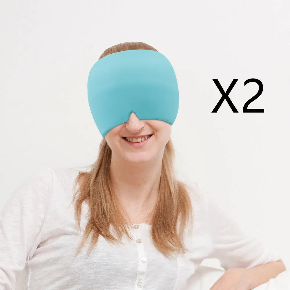 Elastic cloth gel eye mask for headache relief in black, pink or sky blue colours