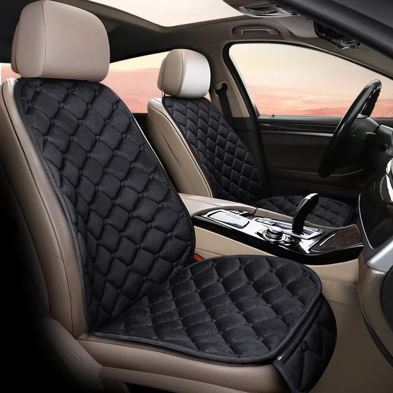 Ringer plush winter car seat cushion in cotton fabric with cotton stuffing, available in six colours