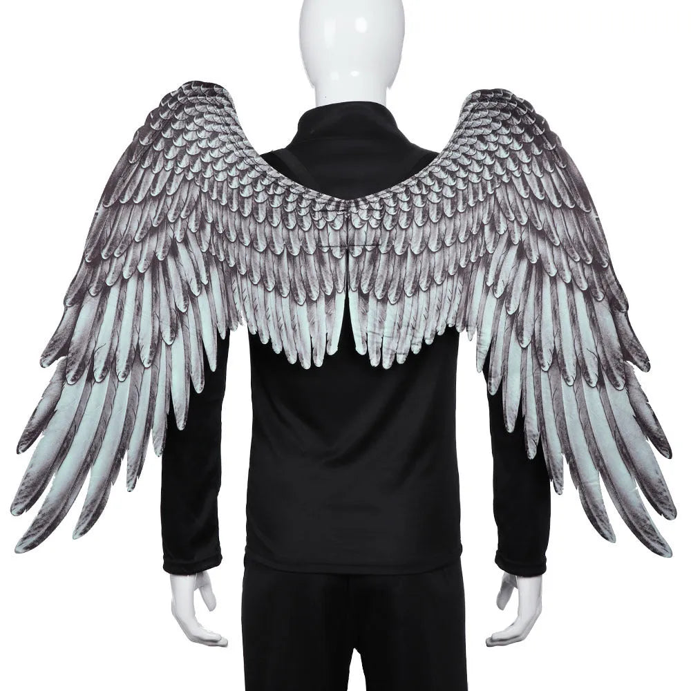 3D angel wings in non-woven fabric, white colour, for kids Halloween costume with elastic shoulder straps