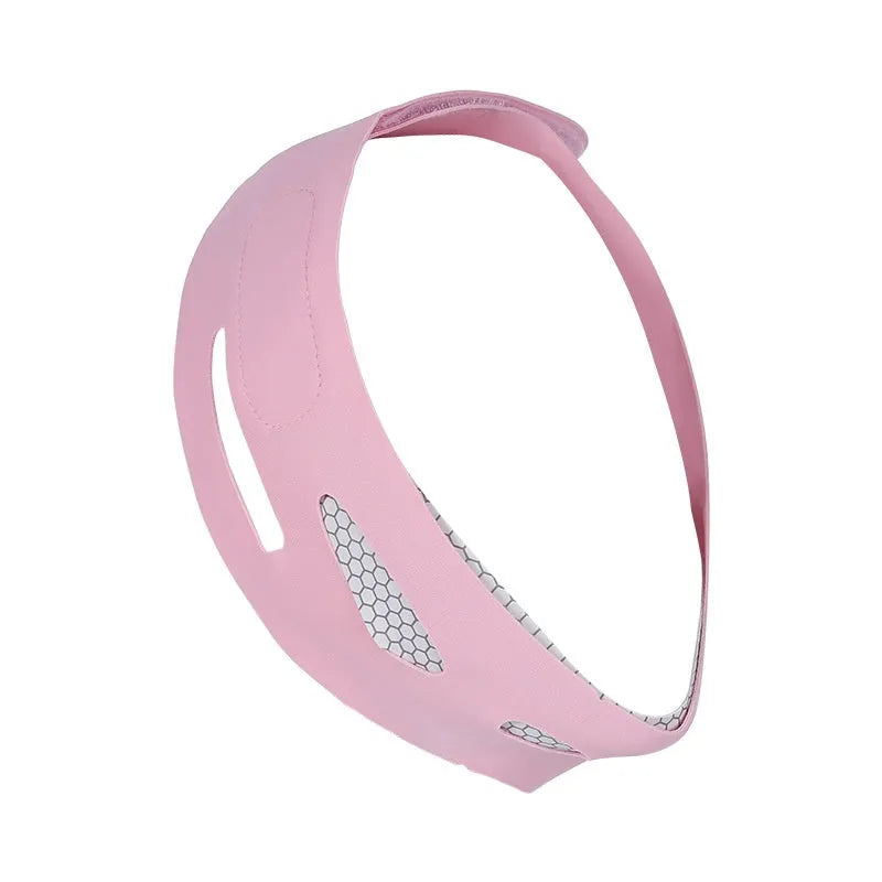 V-shaped elastic face bandage in pink or black colour for facial contouring applications
