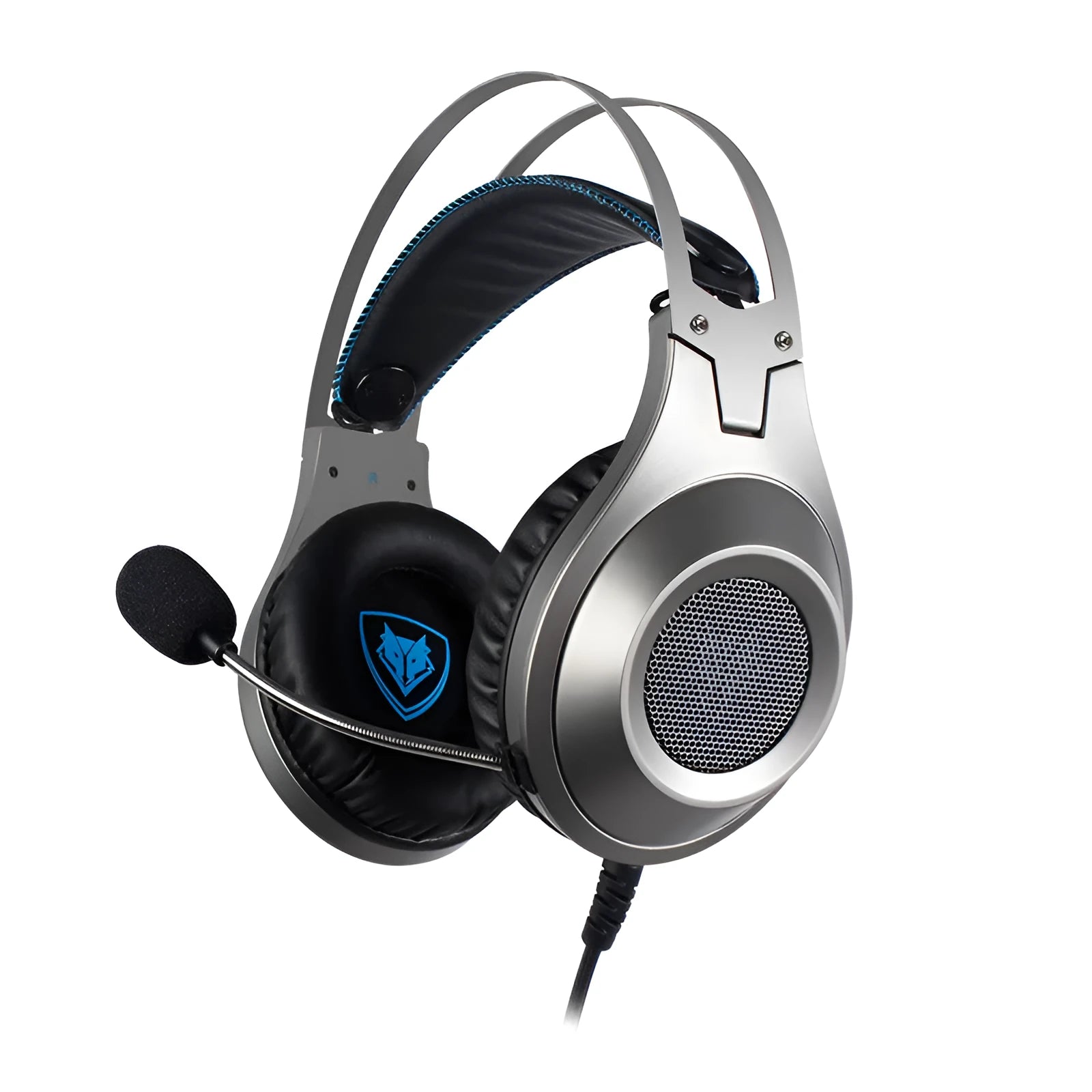 NUBWO N2 black and silver gaming headset with detachable microphone and 1.6m braided cable