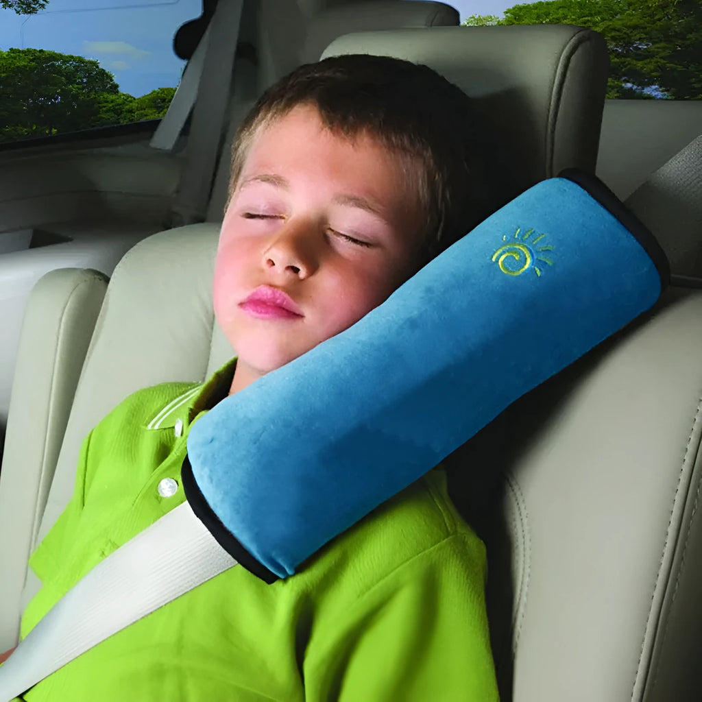 Children car pillow micro-suede fabric seat belt neck support for car travel safety
