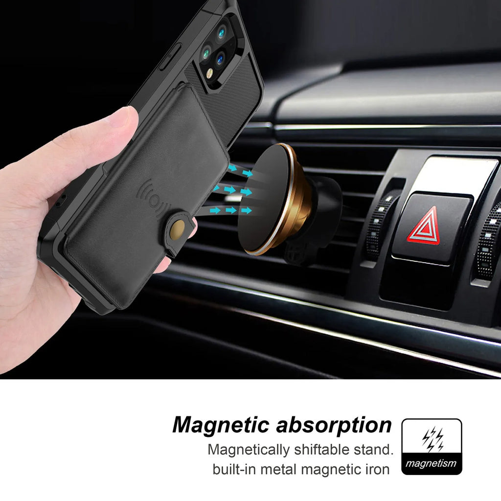 Imitation leather iPhone case with card wallet compartment in black blue green pink red colours