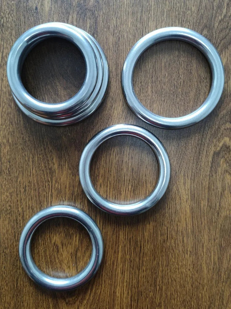 Wing Chun carbon steel training ring with electroplated finish showing three size options