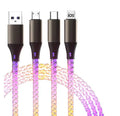 1.2 metre colourful gradient charging cable with lightning, micro USB, and type-C connectors