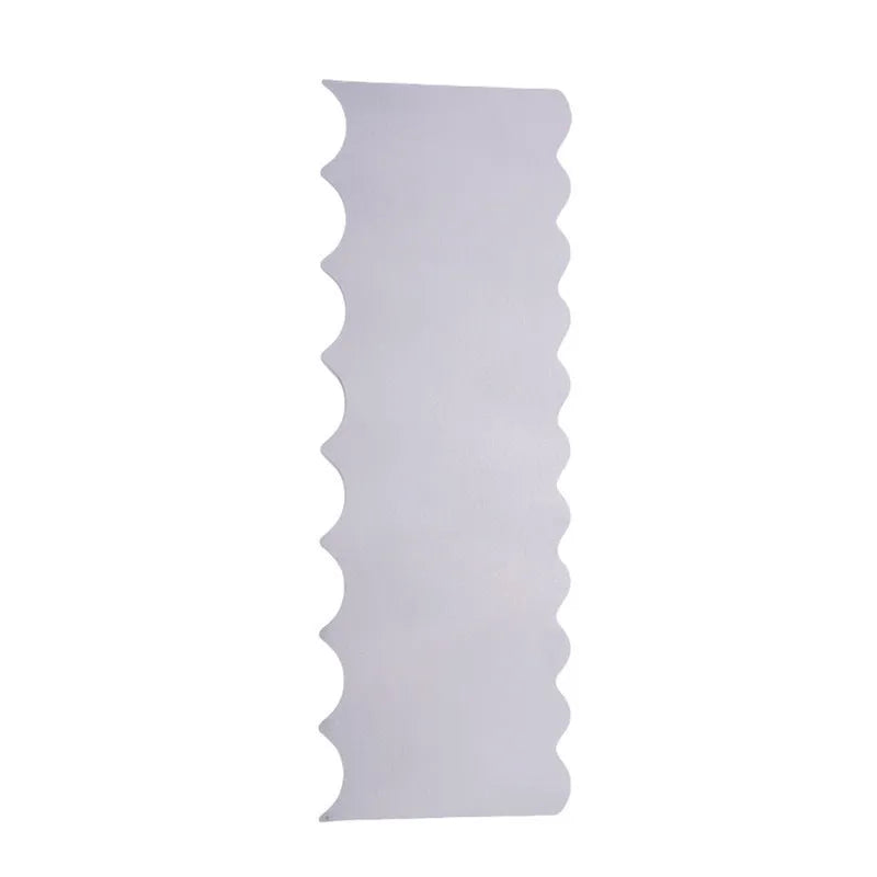 Stainless steel cream scraper cake decorating tool with six polygon pattern designs