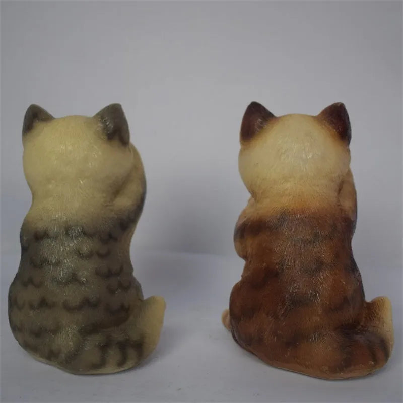 Brown cat-shaped solar lawn light for garden with LED illumination
