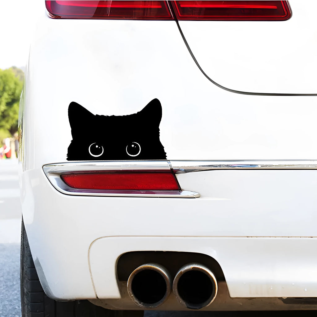 Cartoon black cat car sticker 15x9cm black paper decal vehicle