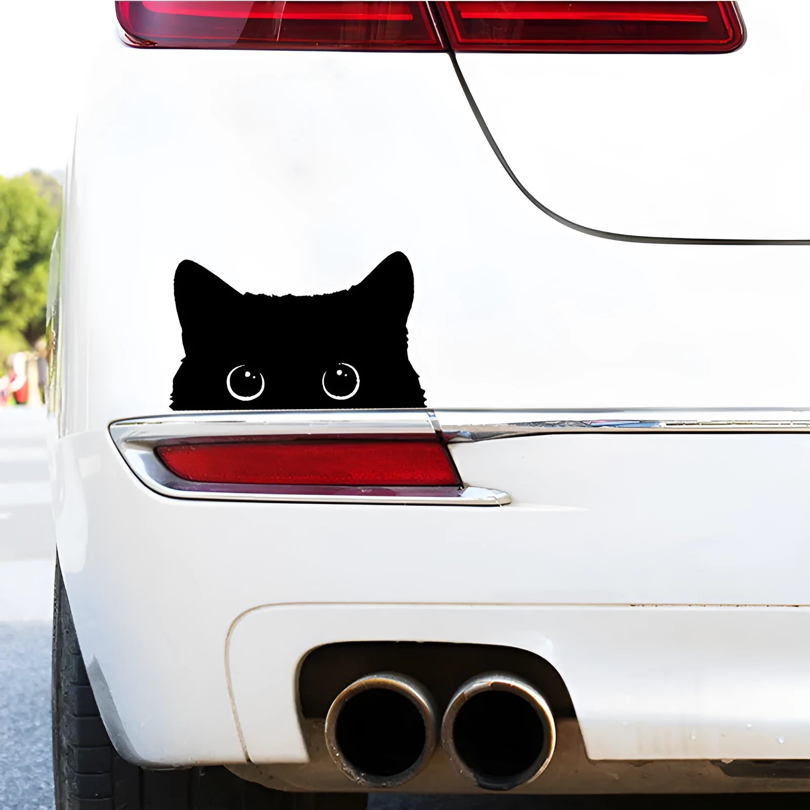 Cartoon black cat car sticker 15x9cm black paper decal vehicle