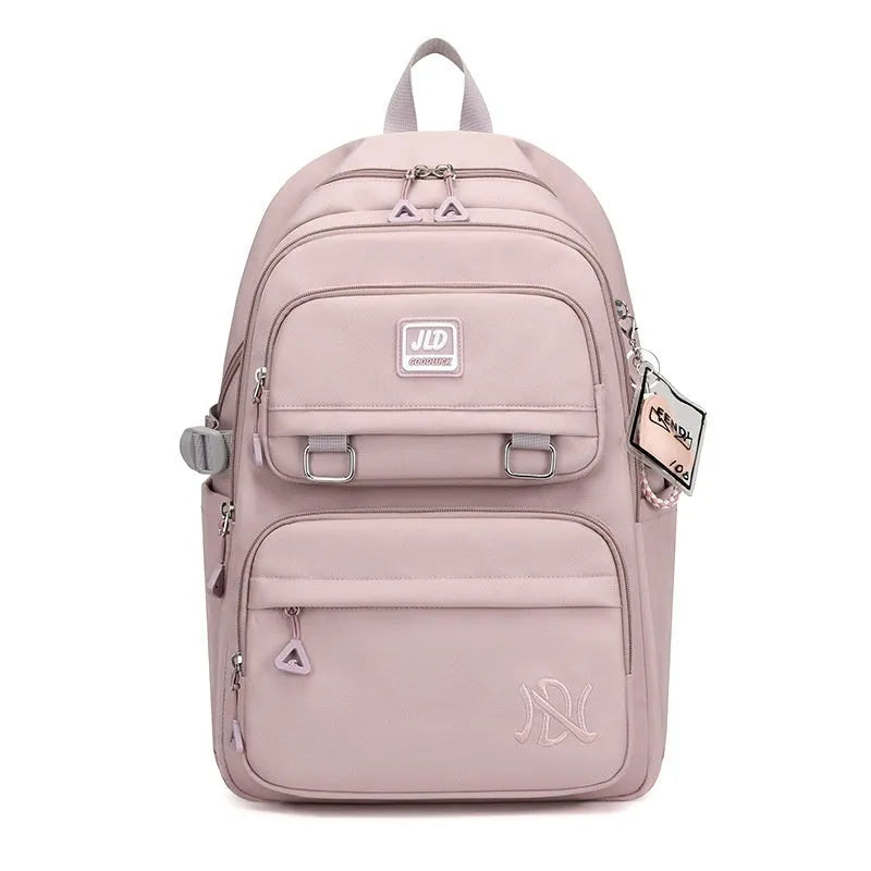 Girls' large capacity nylon backpack with physiological curve backplate in multiple colour and pattern options