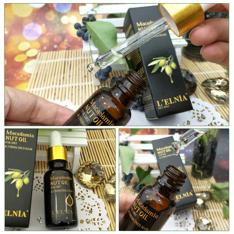 20ml bottle of hair essential oils with Moroccan walnut oil blend for repair and shine